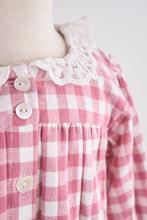 Load image into Gallery viewer, Pink gingham flannel lace  dress
