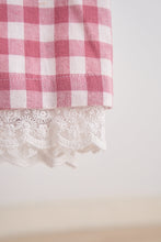 Load image into Gallery viewer, Pink gingham flannel lace  dress
