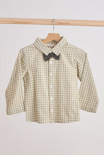 Load image into Gallery viewer, Green woven gingham bow flannel button down shirt
