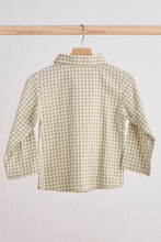 Load image into Gallery viewer, Green woven gingham bow flannel button down shirt
