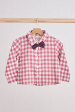 Load image into Gallery viewer, Pink gingham boy flannel button down shirt
