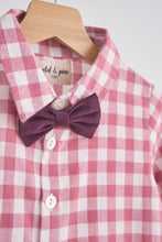 Load image into Gallery viewer, Pink gingham boy flannel button down shirt
