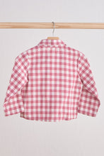 Load image into Gallery viewer, Pink gingham boy flannel button down shirt
