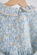 Load image into Gallery viewer, Blue floral corduroy lace dress
