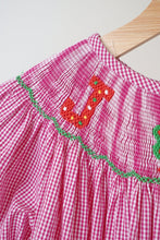 Load image into Gallery viewer, Pink christmas joy hand smocked gingham dress
