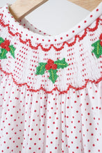 Load image into Gallery viewer, Red christmas bishop hand smocked dot bubble
