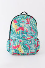 Load image into Gallery viewer, Green lily print backpack bag
