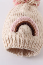 Load image into Gallery viewer, Rainbow hand embroidered pom pom beanie hat
