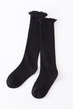 Load image into Gallery viewer, Black Knit lace knee high socks
