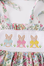 Load image into Gallery viewer, Easter floral print bunny embroidery girl dress
