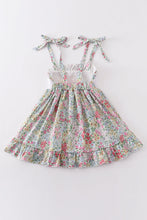 Load image into Gallery viewer, Easter floral print bunny embroidery girl dress
