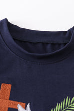 Load image into Gallery viewer, Navy he is risen embroidery boy top
