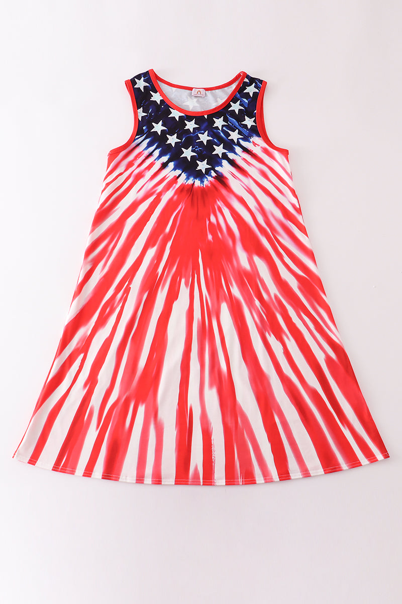 Patriotic flag print woman dress