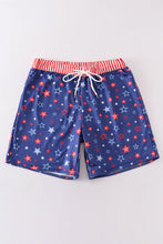 Load image into Gallery viewer, Navy Patriotic star print men swim trunks
