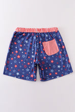 Load image into Gallery viewer, Navy Patriotic star print men swim trunks
