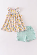 Load image into Gallery viewer, Lemon print girl ruffle shorts set
