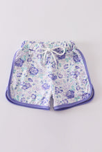 Load image into Gallery viewer, Purple floral print girl shorts
