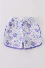 Load image into Gallery viewer, Purple floral print girl shorts
