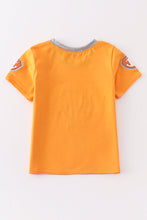 Load image into Gallery viewer, Orange character applique boy top
