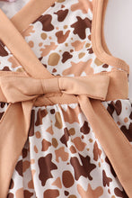 Load image into Gallery viewer, Brown cow print girl dress
