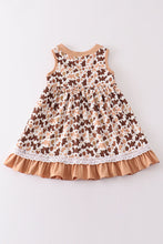 Load image into Gallery viewer, Brown cow print girl dress
