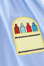 Load image into Gallery viewer, Blue crayon embroidery strap dress
