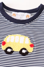 Load image into Gallery viewer, Navy bus french knot boy set
