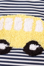 Load image into Gallery viewer, Navy bus french knot boy set
