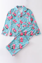 Load image into Gallery viewer, Mint floral women pajamas set
