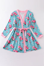 Load image into Gallery viewer, Mint floral women pajamas robe
