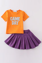 Load image into Gallery viewer, Orange clemson glitter applique skort set
