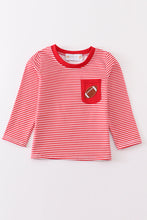 Load image into Gallery viewer, Maroon stripe football embroidery top
