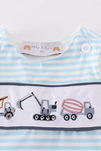 Load image into Gallery viewer, Blue stripe tractor embroidery boy jonjon
