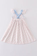 Load image into Gallery viewer, Pink bow girl ruffle dress
