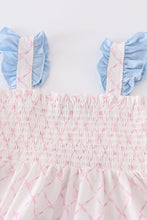 Load image into Gallery viewer, Pink bow smocked mom&amp;me tiered dress
