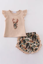 Load image into Gallery viewer, Camouflage reindeer applique girl set
