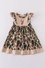 Load image into Gallery viewer, Camouflage reindeer applique girl dress
