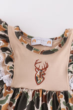 Load image into Gallery viewer, Camouflage reindeer applique girl dress
