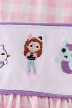 Load image into Gallery viewer, Purple cartoon embroidery girl set
