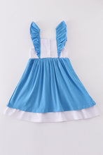 Load image into Gallery viewer, Blue frozen smocked girl dress
