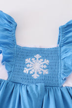 Load image into Gallery viewer, Blue frozen smocked girl set
