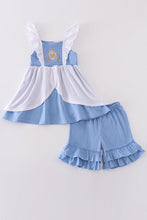 Load image into Gallery viewer, Blue Cinderella smocked girl set
