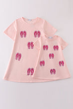 Load image into Gallery viewer, Pink slipper sequin mom&amp;me dress
