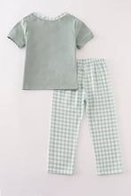 Load image into Gallery viewer, Sage plaid pocket boy set
