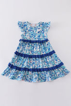 Load image into Gallery viewer, Blue ocean regatta print girl dress
