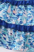 Load image into Gallery viewer, Blue ocean regatta print girl dress
