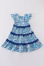 Load image into Gallery viewer, Blue ocean regatta print girl dress
