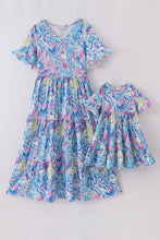 Load image into Gallery viewer, Purple oceanic dream tiered mom&amp;me dress
