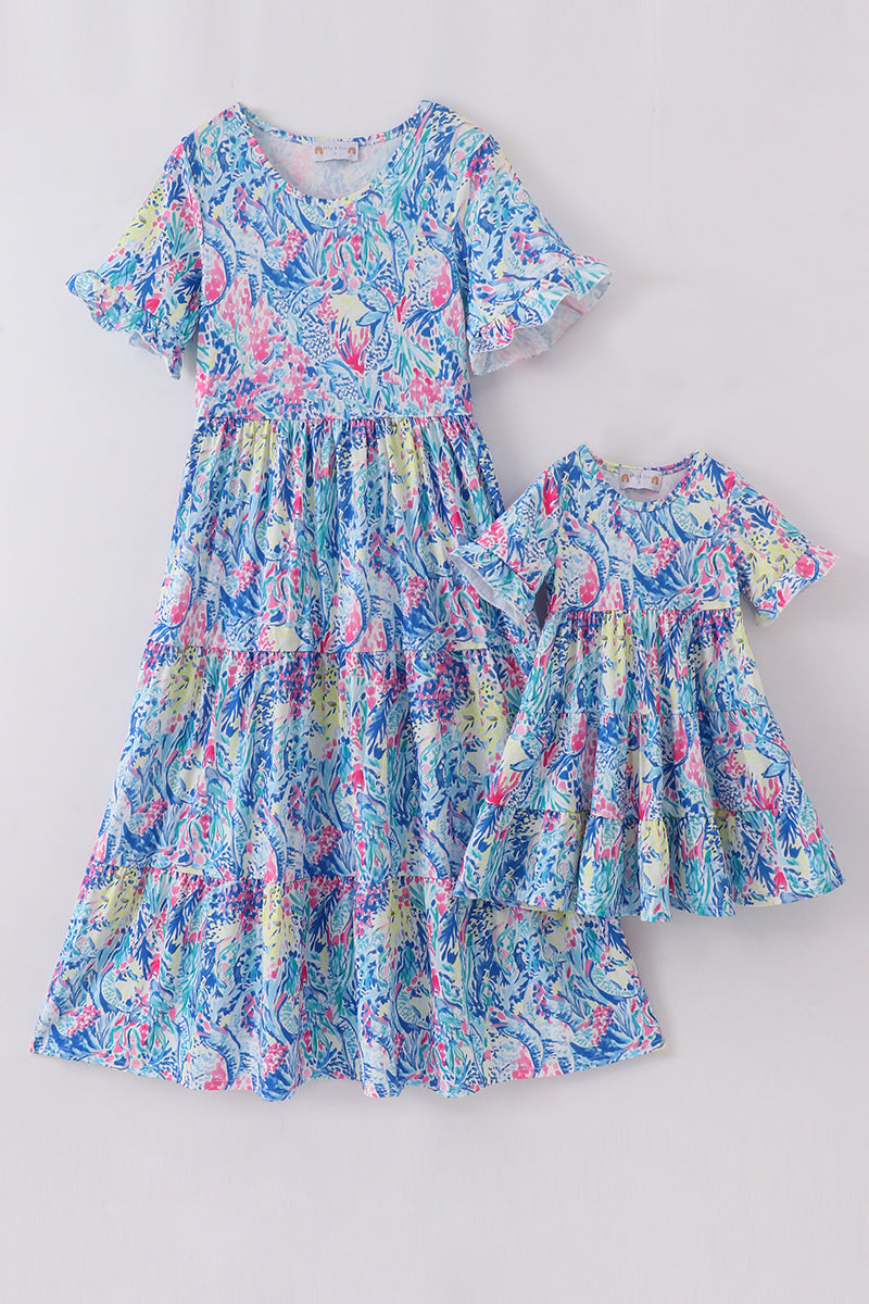 Purple oceanic dream tiered mom&me dress