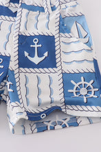 Load image into Gallery viewer, Blue sail boats checkered boy set
